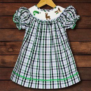 Smocked Wildlife Fish Deer Duck Hunting Dress